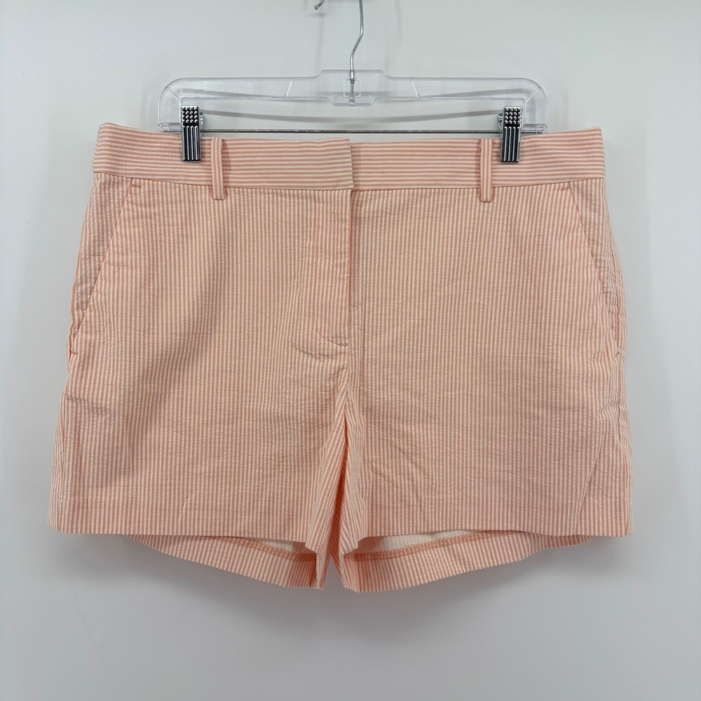 Loft Womens Size 12 Peach Striped‎ The Riviera Short 4 Inch Inseam Seersucker